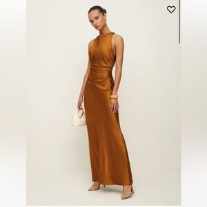 Reformation Anaiis Silk Dress Gold - never worn!